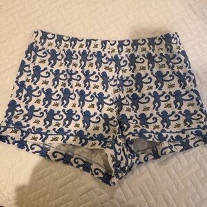 Roller Rabbit Blue and White Monkey Print Shorts